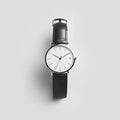 Black Leather Silver Watch
